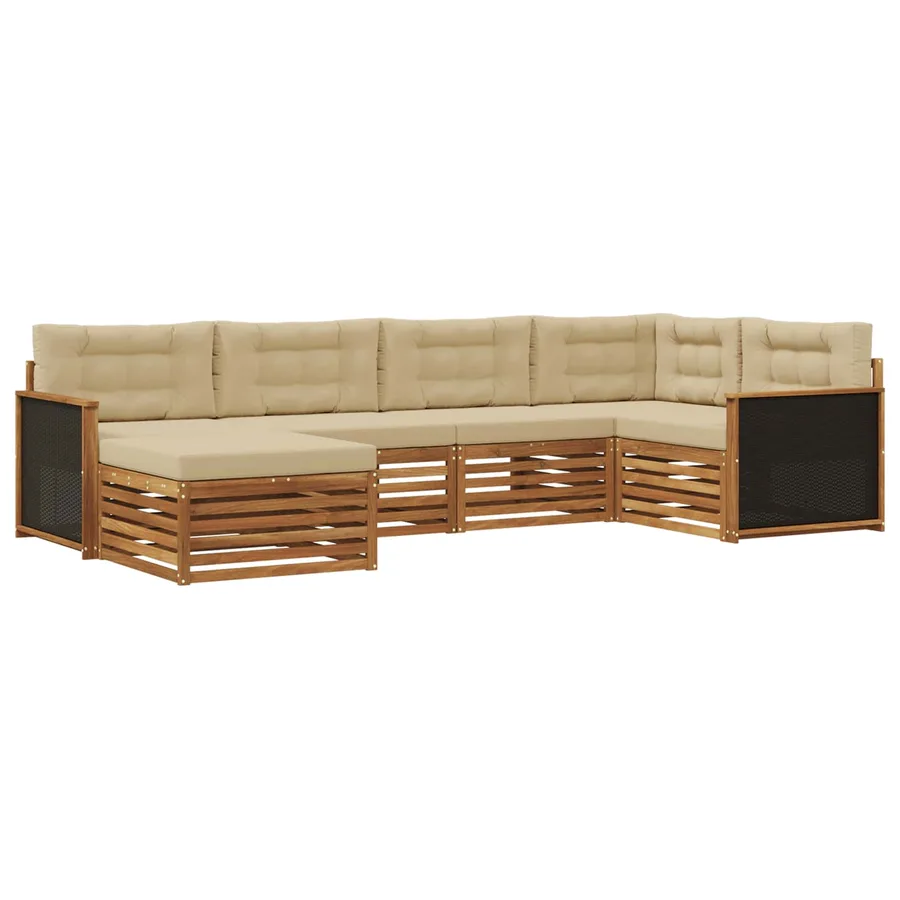 Ensemble de canapés d'extérieur 6 pcs Naturel et Beige - 2