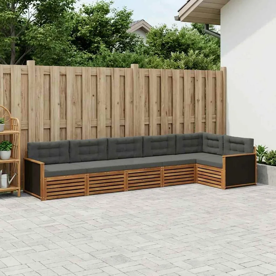 Ensemble de canapés d'extérieur 6 pcs Naturel et Anthracite