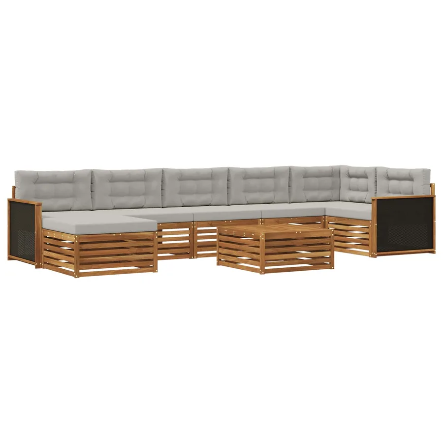 Ensemble de canapés d'extérieur 8 pcs Naturel et gris clair - 2