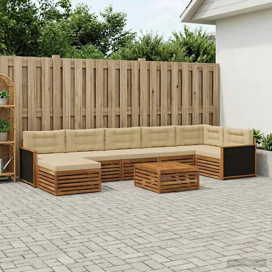 Ensemble de canapés d'extérieur 8 pcs Naturel et Beige