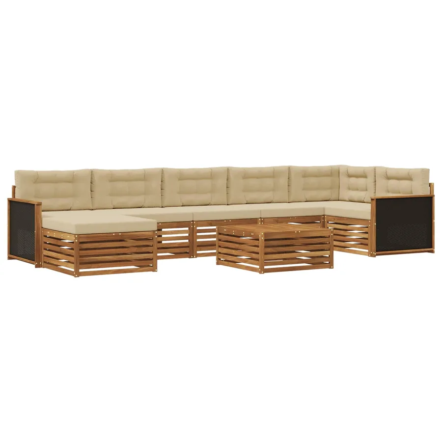 Ensemble de canapés d'extérieur 8 pcs Naturel et Beige - 2