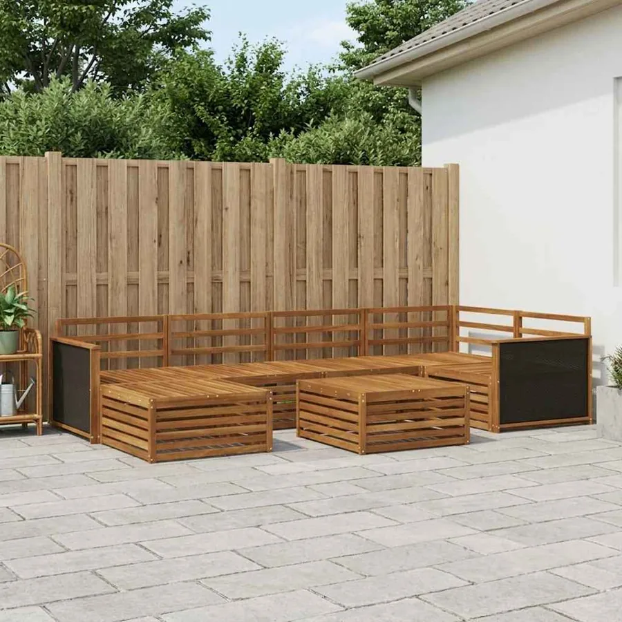 Ensemble de canapés d'extérieur 7 pcs Naturel