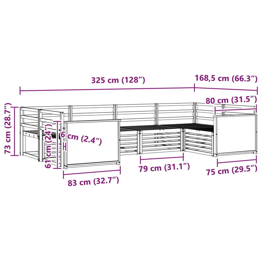 Ensemble de canapés d'extérieur 6 pcs Naturel - 6