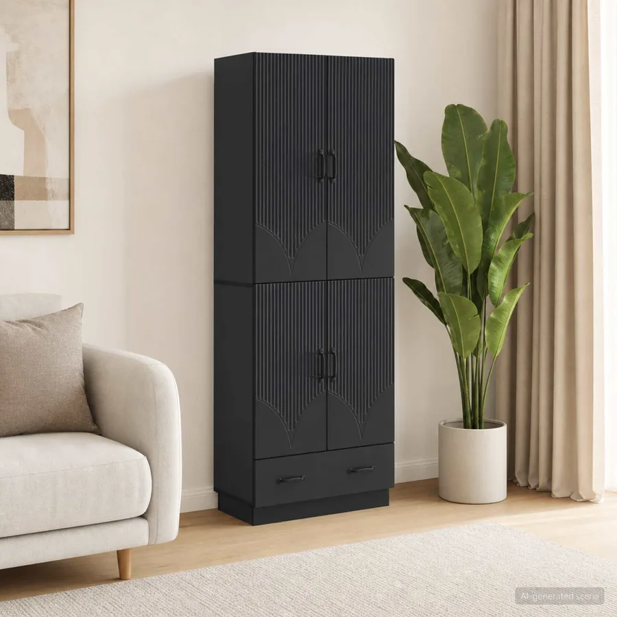 Ensemble de Meubles 2 pcs Noir Bois d'ingénierie