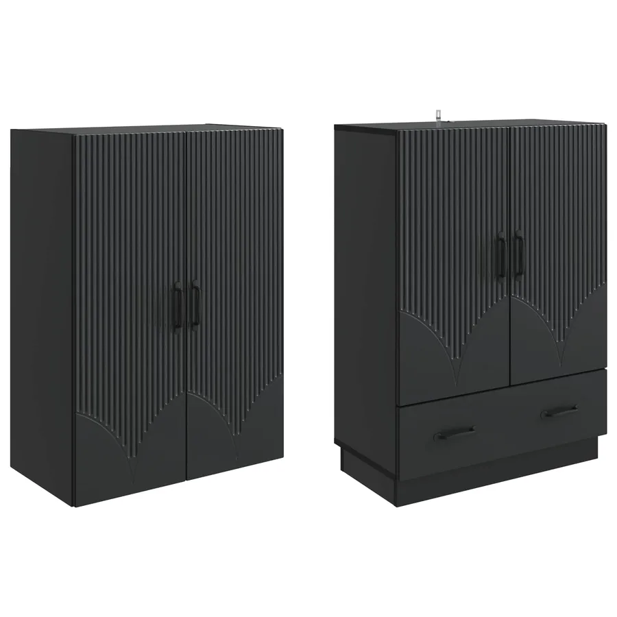 Ensemble de Meubles 2 pcs Noir Bois d'ingénierie - 4