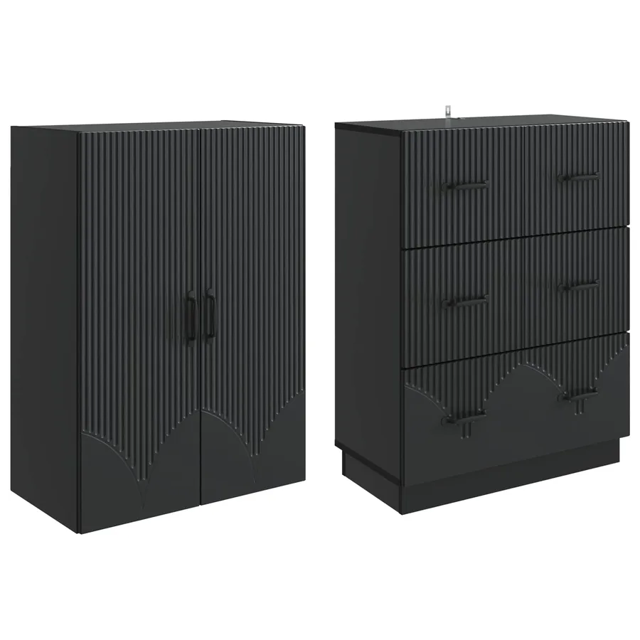 Ensemble de Meubles 2 pcs Noir 66 x 34,5 x 87 cm - 4