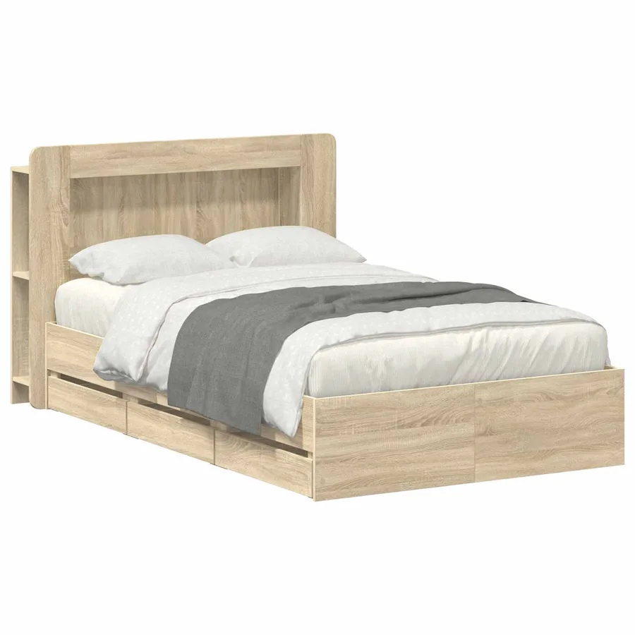 Cadre de lit avec rangement Chêne Sonoma 120 x 190 cm - 2