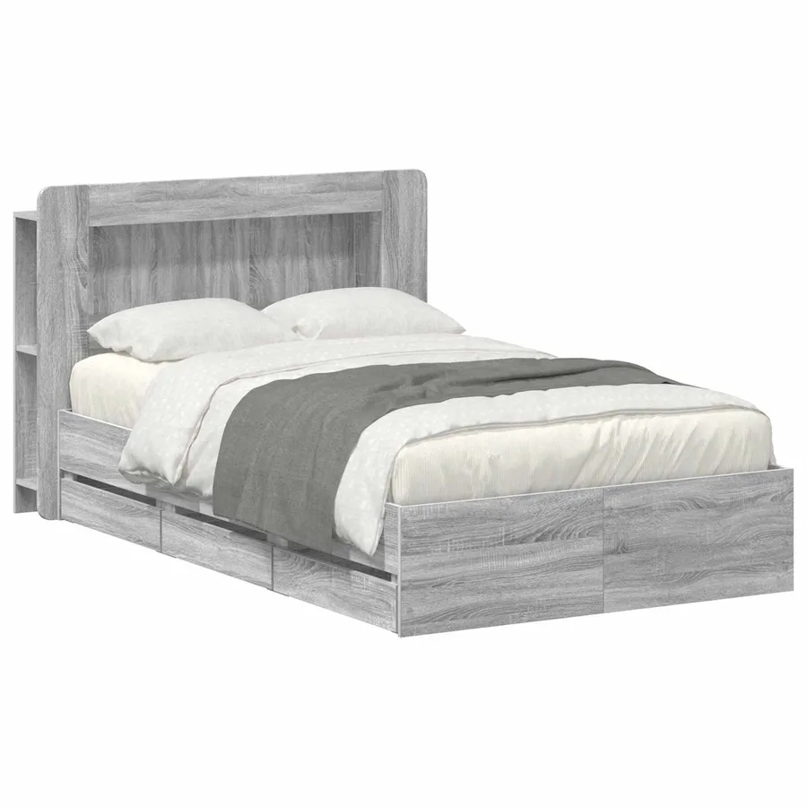 Cadre de lit avec rangement Sonoma gris 120 x 190 cm - 2