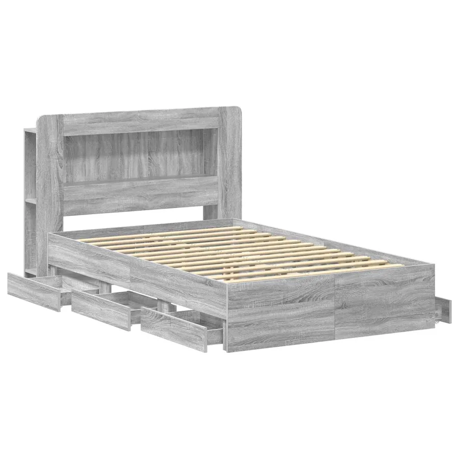Cadre de lit avec rangement Sonoma gris 120 x 190 cm - 4