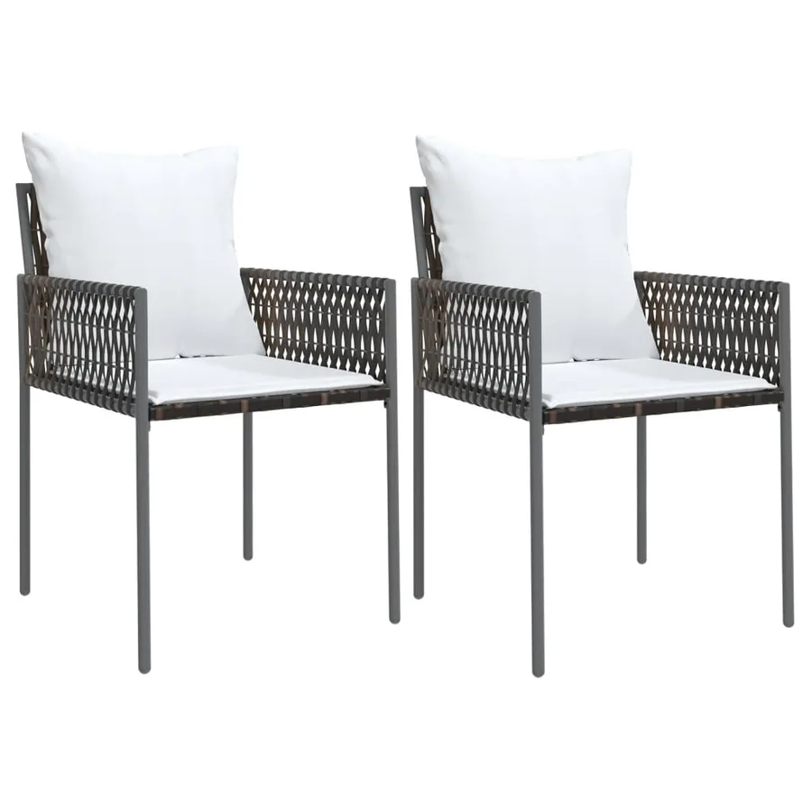 Ensemble à manger de jardin 3 pcs coussins résine tressée acier - 4
