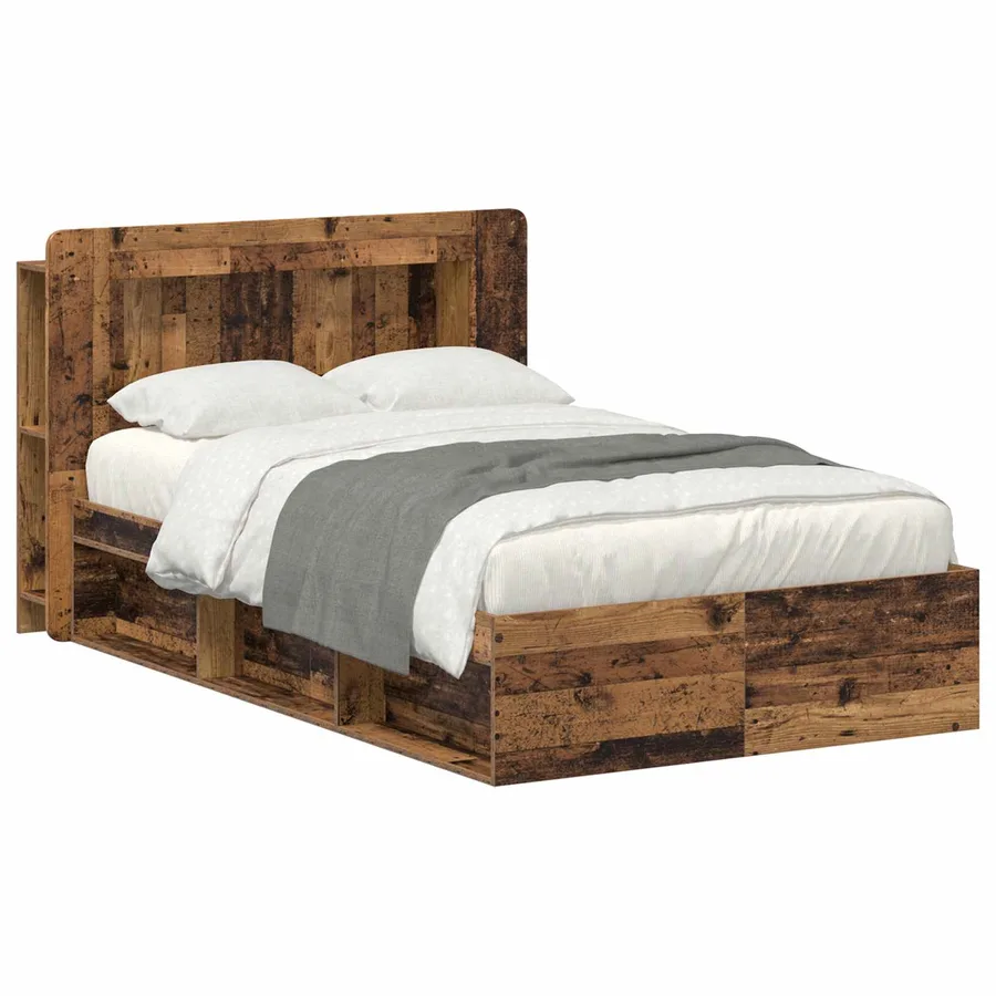 Cadre de lit avec rangement Bois ancien 120 x 200 cm - 2