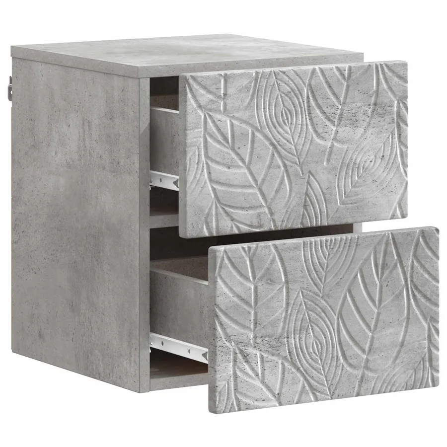 Cabinet de chevet mural Gris béton 34,5 x 33 x 40 cm - 3