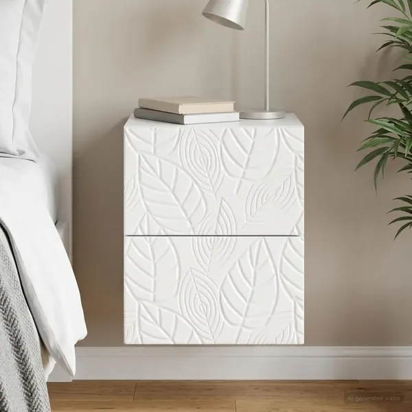 Cabinet de chevet mural Blanc brillant 34,5 x 33 x 40 cm