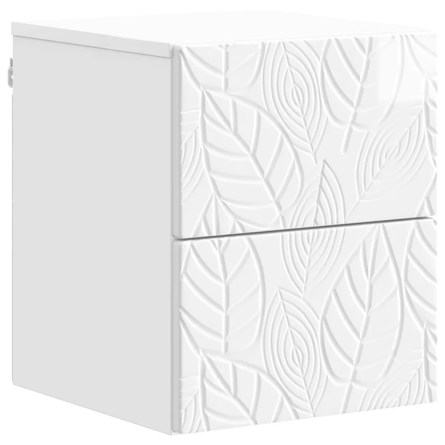 Cabinet de chevet mural Blanc brillant 34,5 x 33 x 40 cm - 2