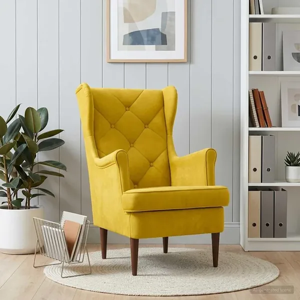 Fauteuil Jaune Velours