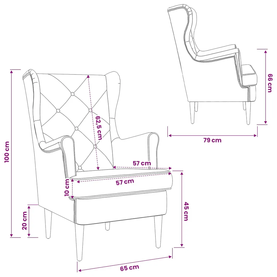 Fauteuil Jaune Velours - 10