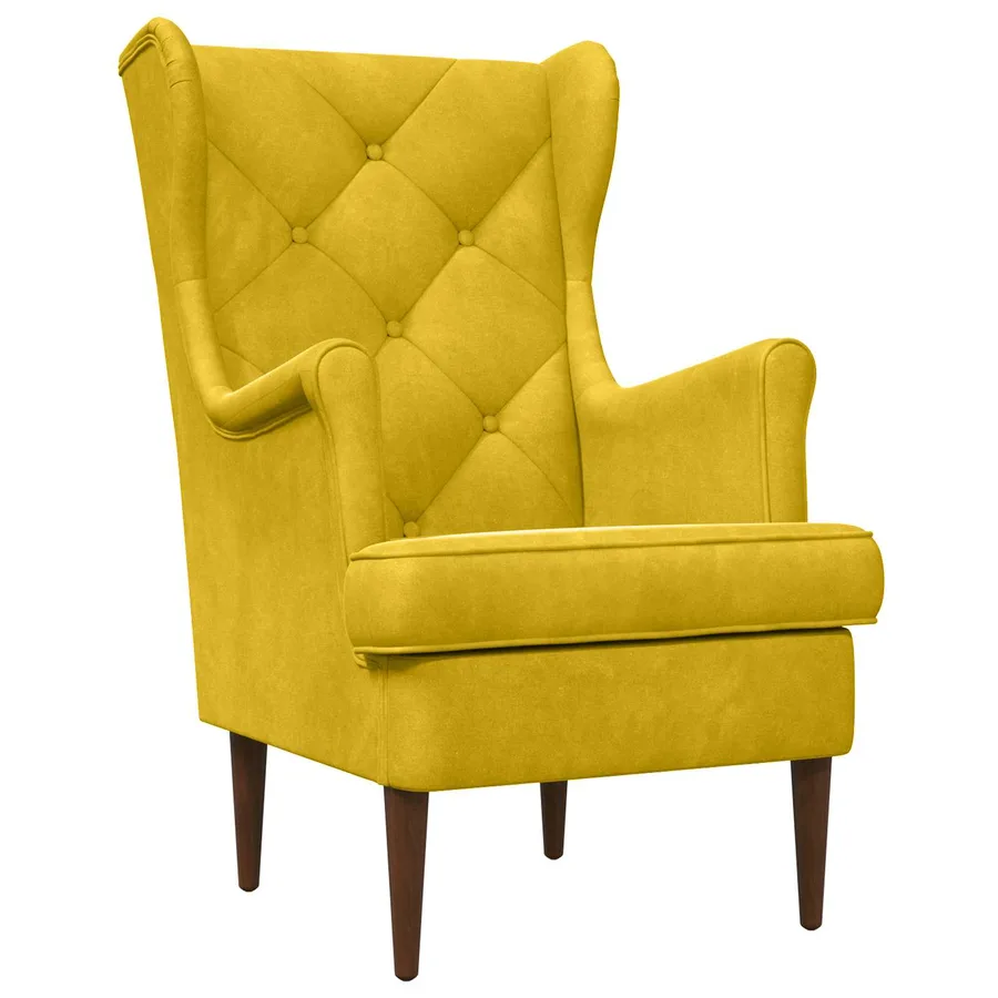Fauteuil Jaune Velours - 2