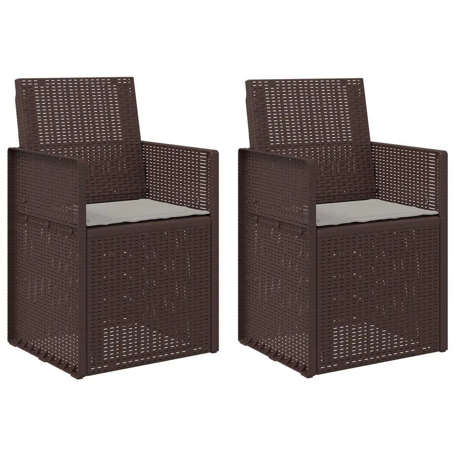 Chaises de jardin salle à manger 2 pcs Marron et gris clair PP - 2