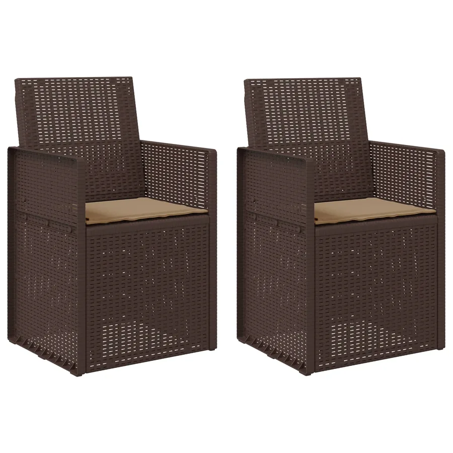 Chaises de jardin salle à manger 2 pcs Marron et gris clair PP - 28