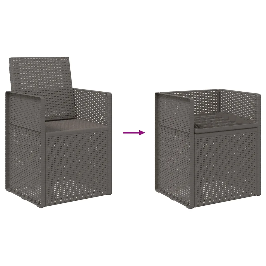 Chaises de jardin salle à manger 2 pcs Marron et gris clair PP - 74