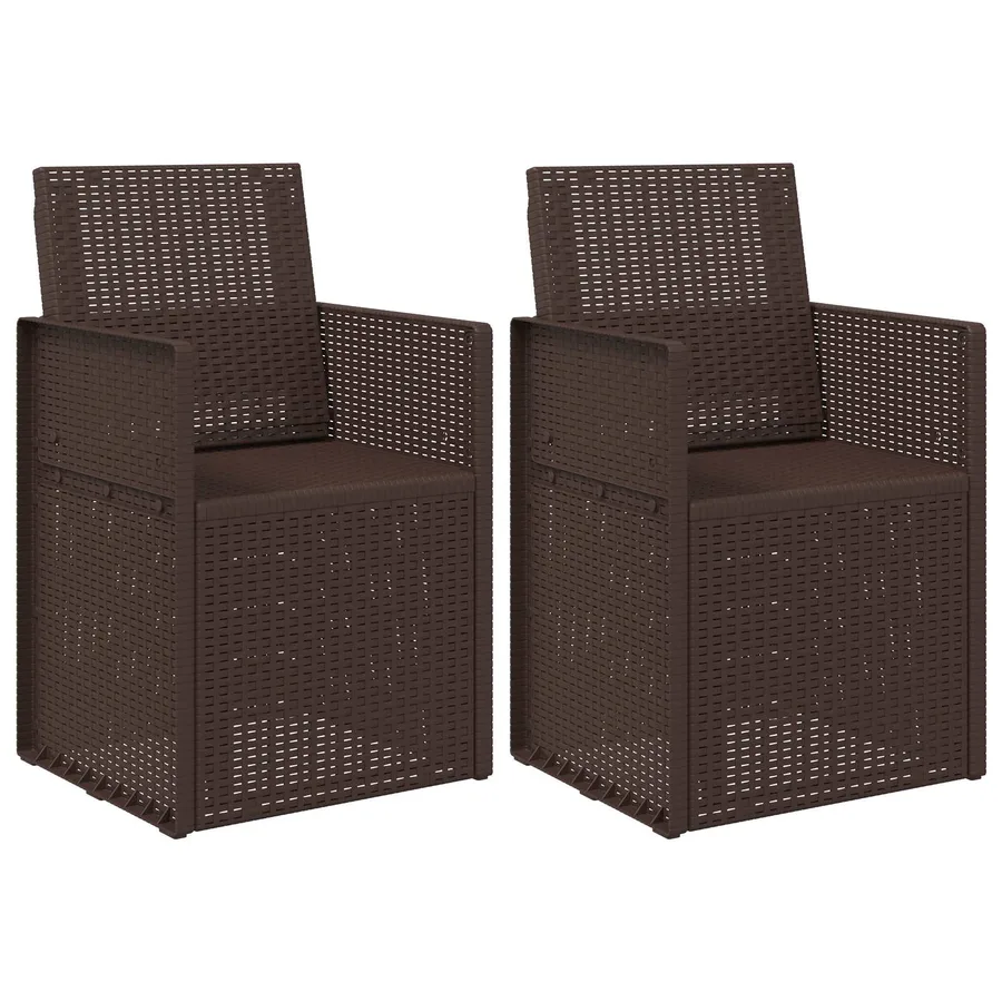 Chaises de jardin salle à manger 2 pcs Marron et gris clair PP - 79