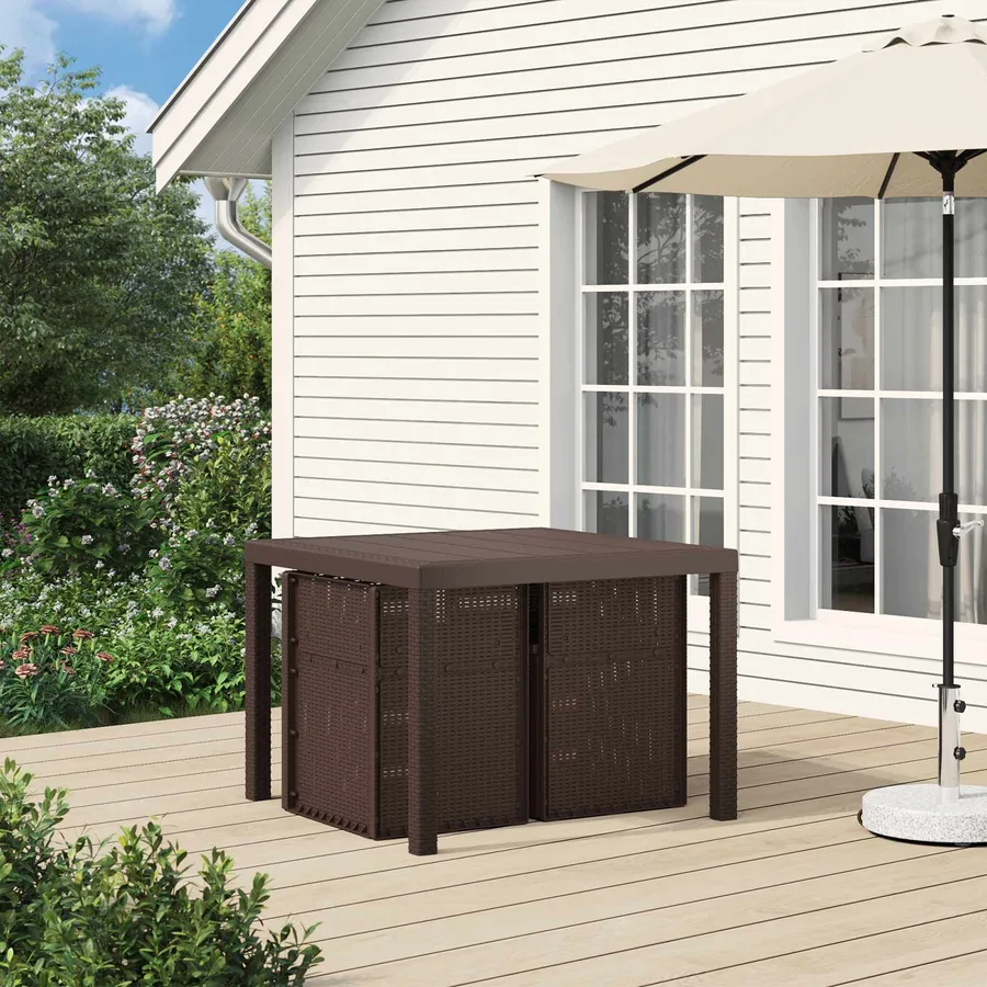 Chaises de jardin salle à manger 2 pcs Marron et gris clair PP - 80