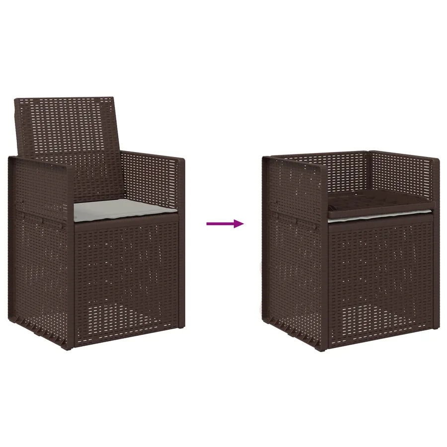 Chaises de jardin salle à manger 2 pcs Marron et gris clair PP - 9