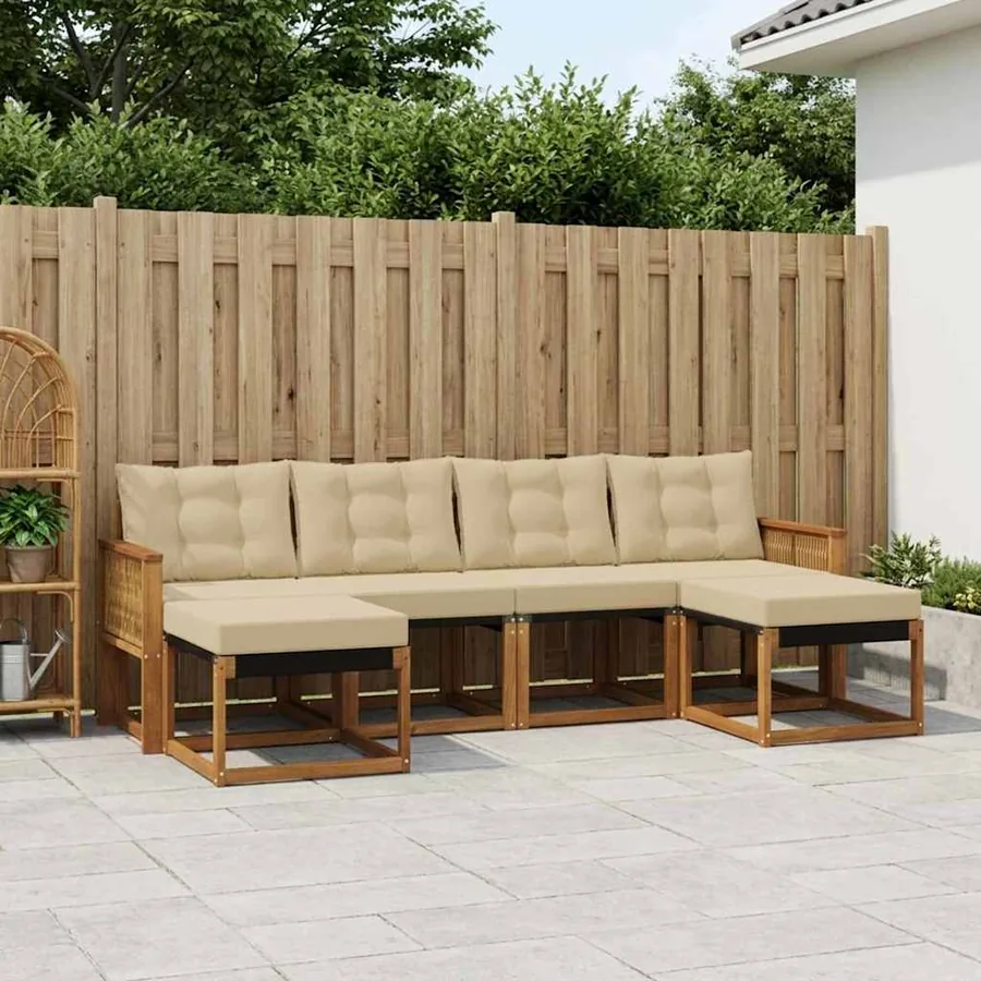Ensemble de canapés d'extérieur 6 pcs Naturel et Beige