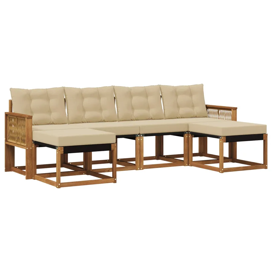 Ensemble de canapés d'extérieur 6 pcs Naturel et Beige - 2
