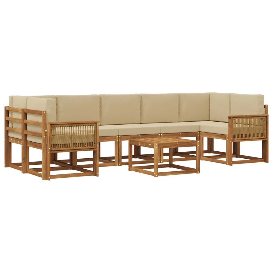Ensemble de canapés d'extérieur 8 pcs Naturel et Beige - 2