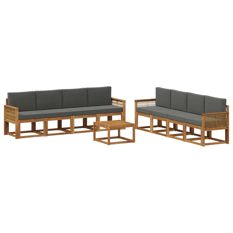 Ensemble de canapés d'extérieur 9 pcs Naturel et Anthracite - 2