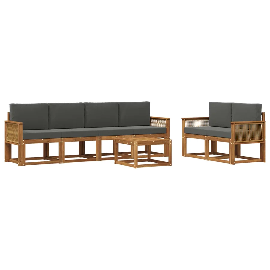 Ensemble de canapés d'extérieur 7 pcs Naturel et Anthracite - 2