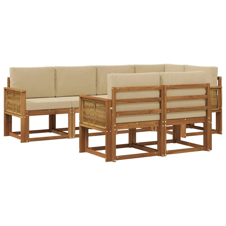 Ensemble de canapés d'extérieur 7 pcs Naturel et Beige - 2
