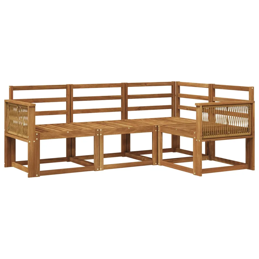 Ensemble de canapés d'extérieur 4 pcs Naturel - 2