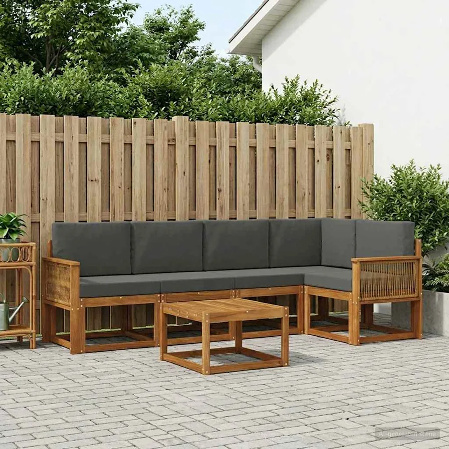 Ensemble de canapés d'extérieur 6 pcs Naturel et Anthracite