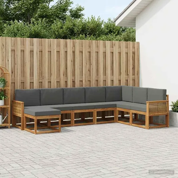 Ensemble de canapés d'extérieur 8 pcs Naturel et Anthracite