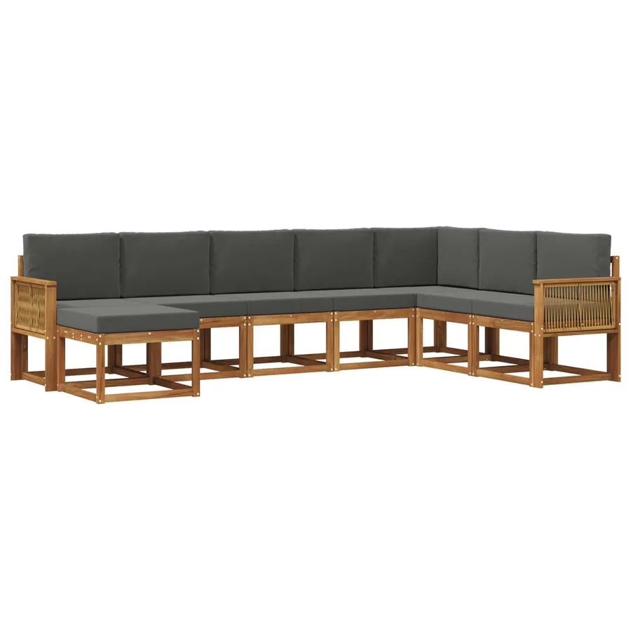 Ensemble de canapés d'extérieur 8 pcs Naturel et Anthracite - 2