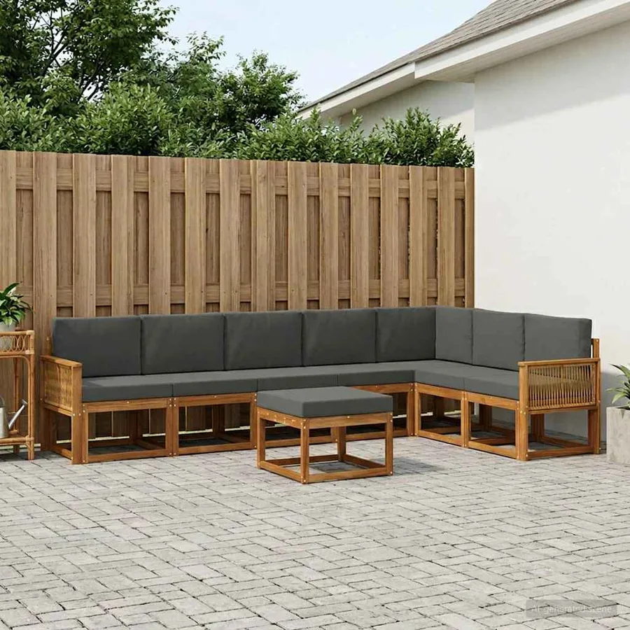 Ensemble de canapés d'extérieur 8 pcs Naturel et Anthracite - 3