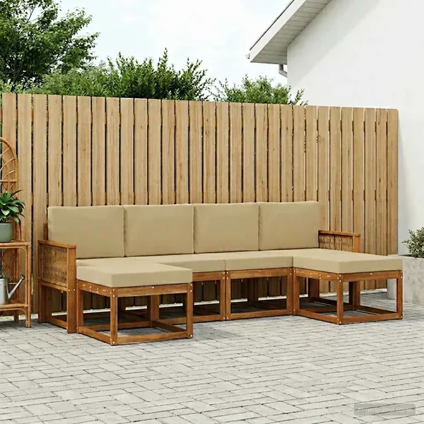Ensemble de canapés d'extérieur 6 pcs Naturel et Beige