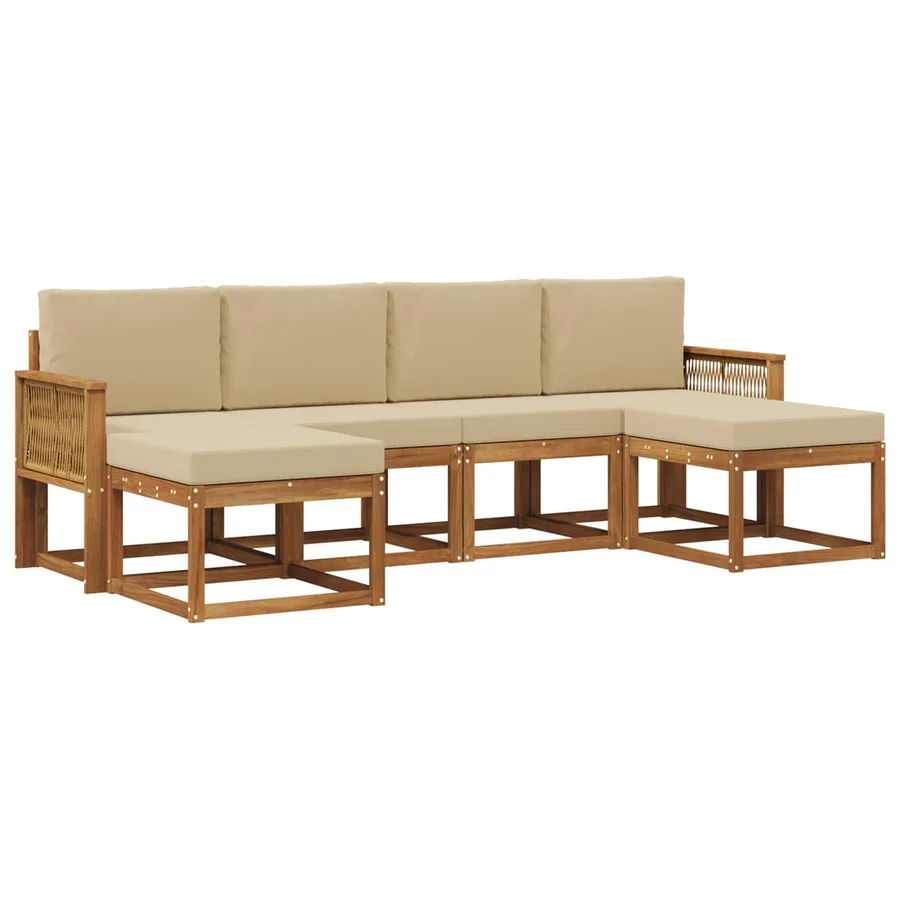 Ensemble de canapés d'extérieur 6 pcs Naturel et Beige - 2