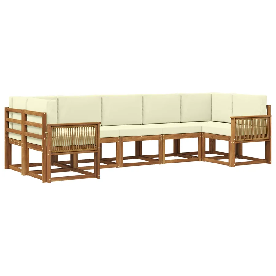 Ensemble de canapés d'extérieur 7 pc Naturel et Crème - 2