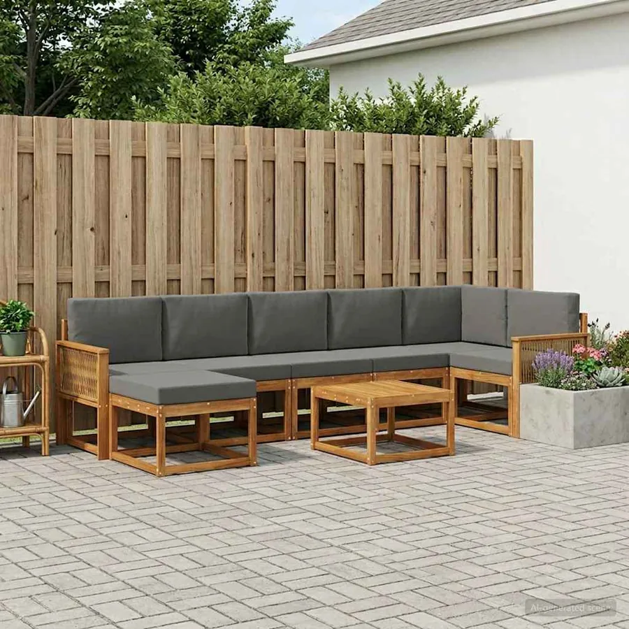 Ensemble de canapés d'extérieur 8 pcs Naturel et Anthracite