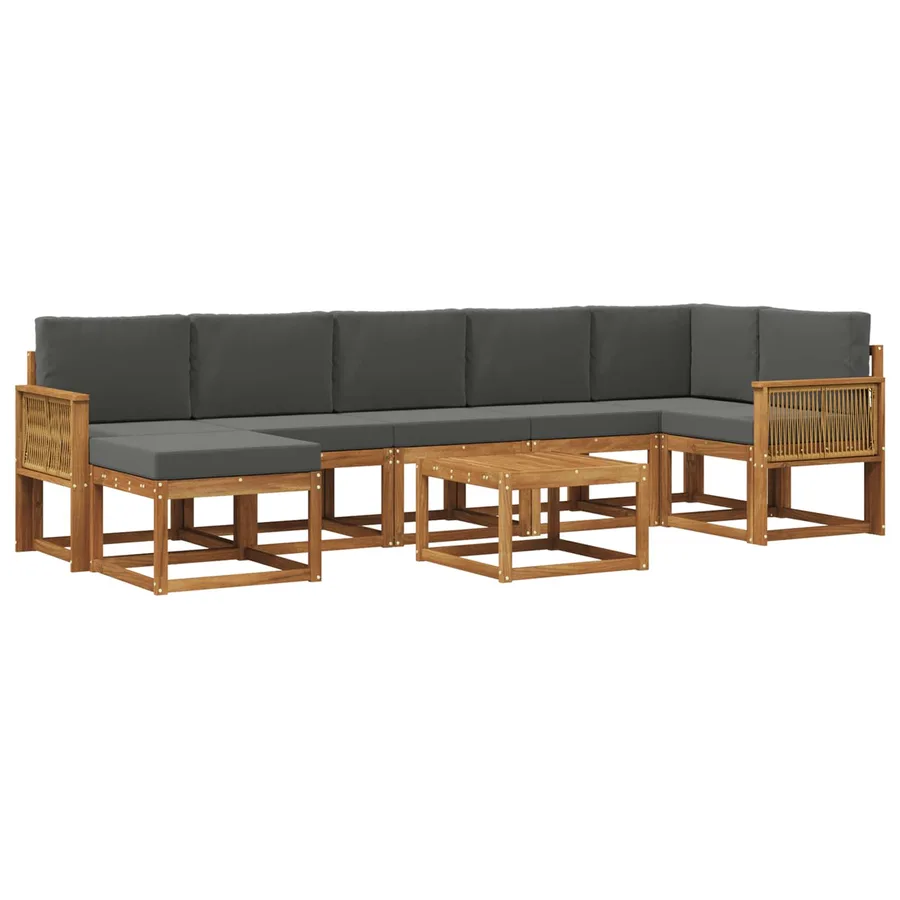 Ensemble de canapés d'extérieur 8 pcs Naturel et Anthracite - 2
