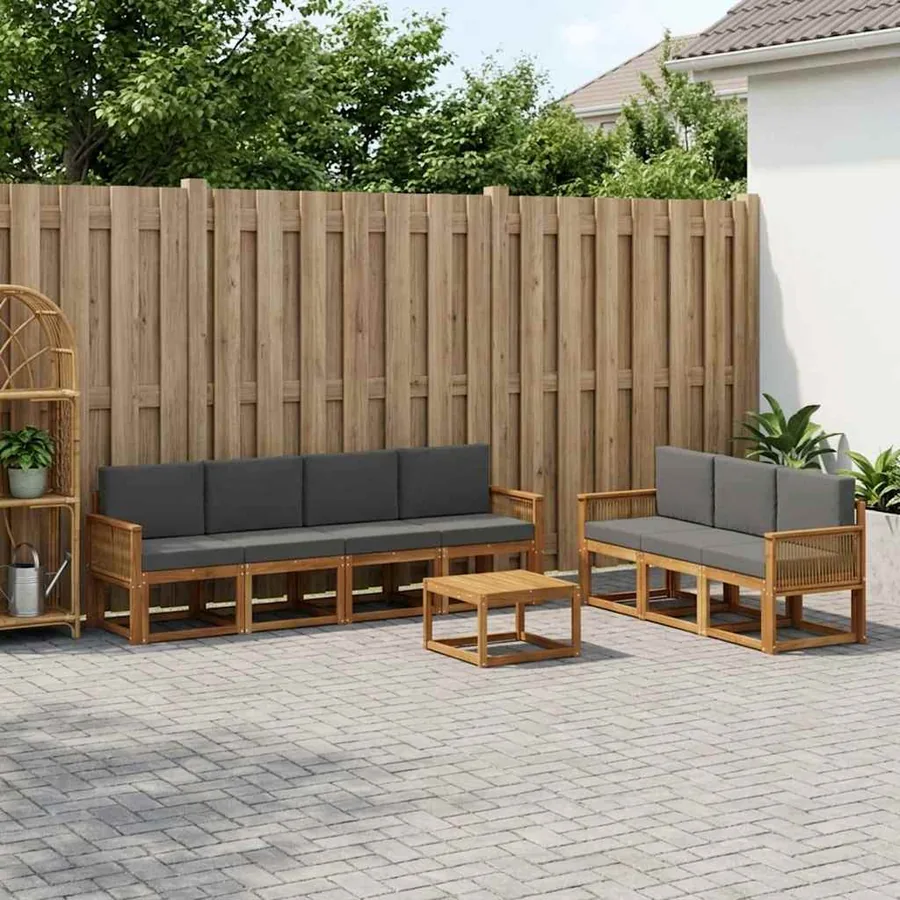 Ensemble de canapés d'extérieur 8 pcs Naturel et Anthracite