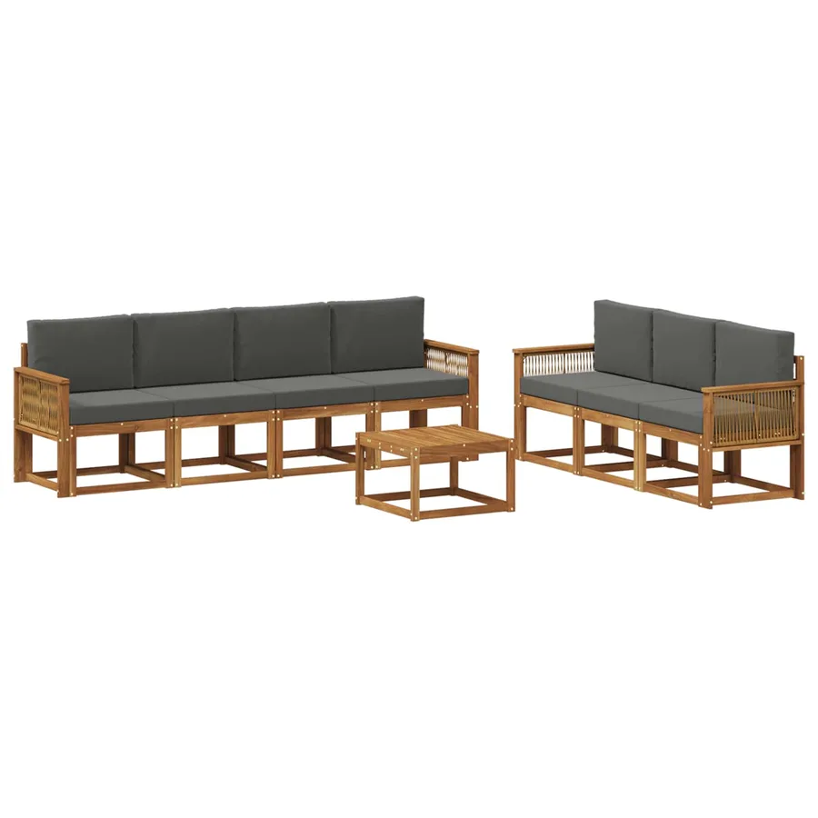 Ensemble de canapés d'extérieur 8 pcs Naturel et Anthracite - 2