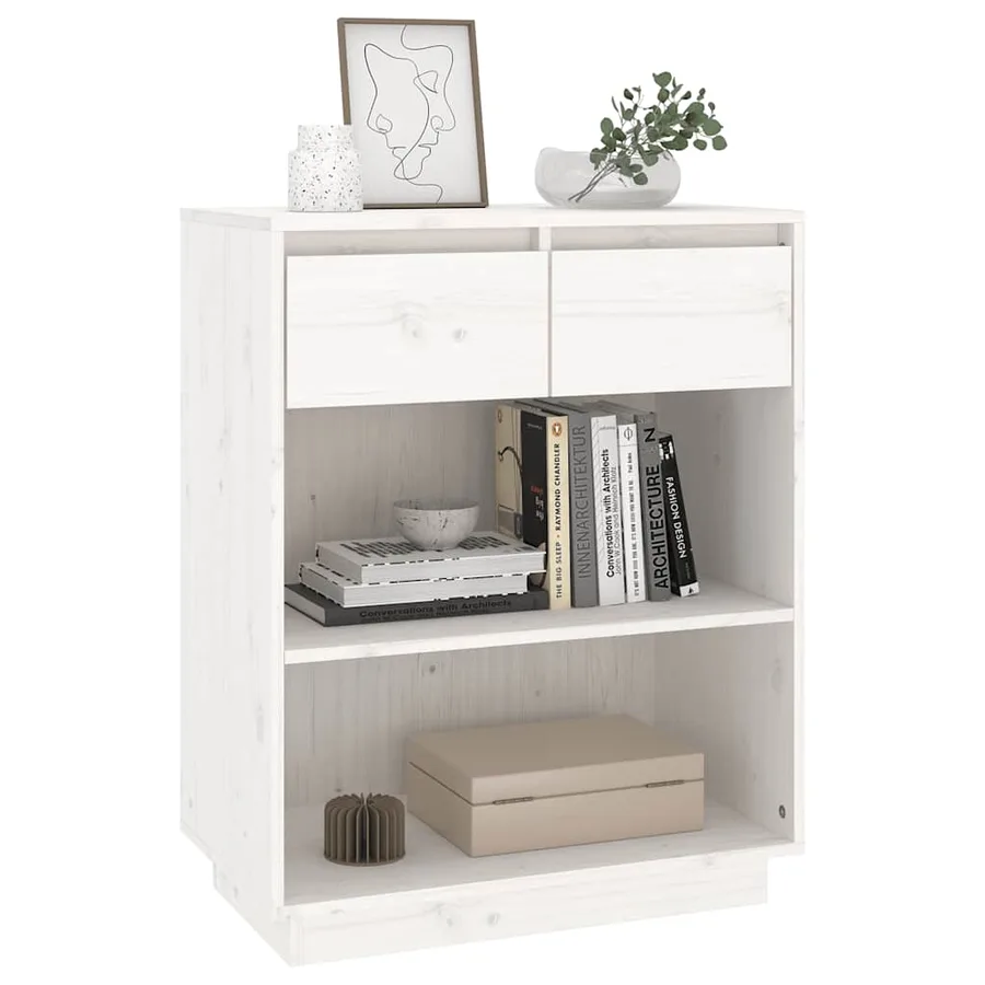 Armoire console Blanc 60x34x75 cm Bois de pin solide - 4