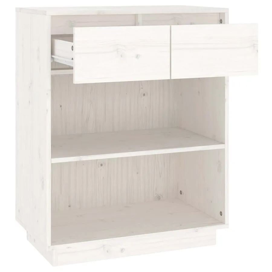 Armoire console Blanc 60x34x75 cm Bois de pin solide - 6