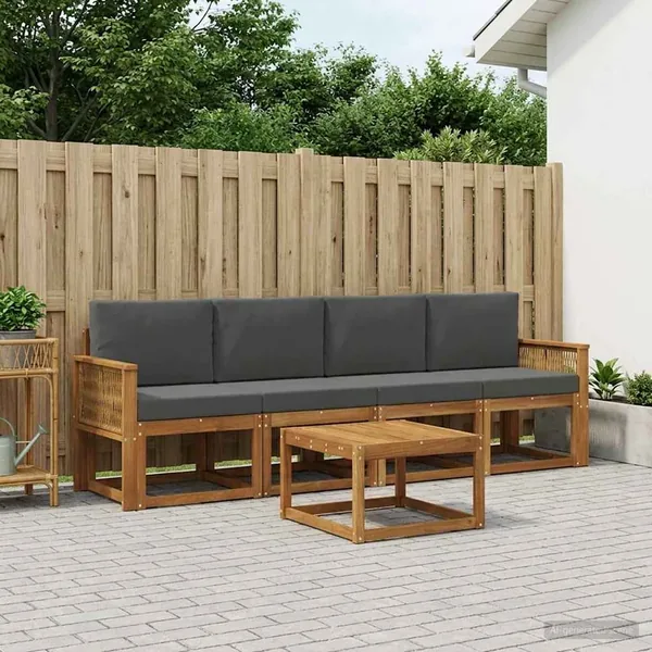 Ensemble de canapés d'extérieur 5 pcs Naturel et Anthracite