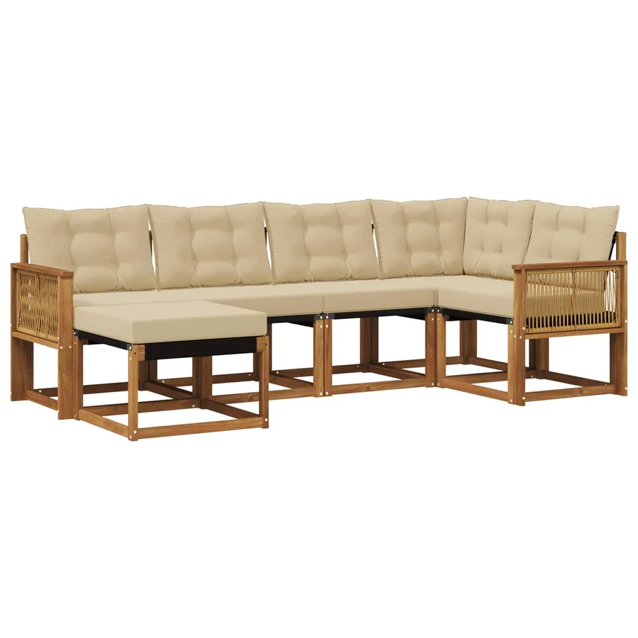 Ensemble de canapés d'extérieur 6 pcs Naturel et Beige - 2