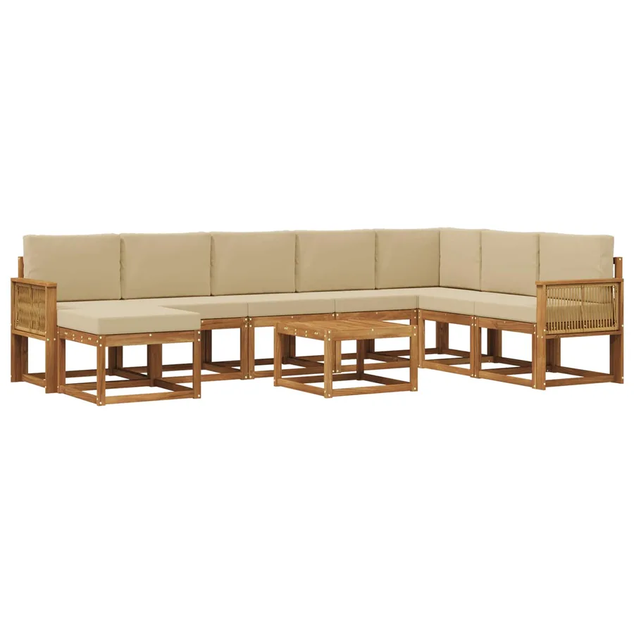 Ensemble de canapés d'extérieur 9 pcs Naturel et Beige - 2
